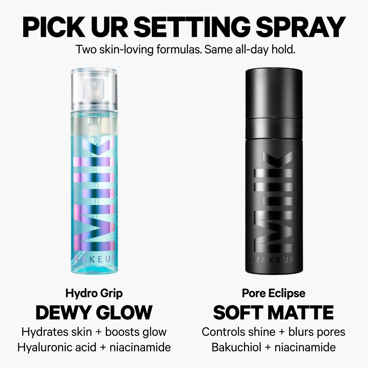 MILK MAKEUP Hydro Grip Dewy Long-Lasting Setting Spray With Hyaluronic Acid + Niacinamide Dreamskinhaven