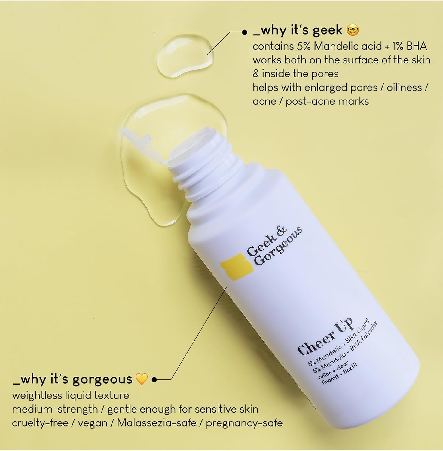 Geek & Gorgeous Cheer Up 6% Mandelic + BHA Liquid Dreamskinhaven
