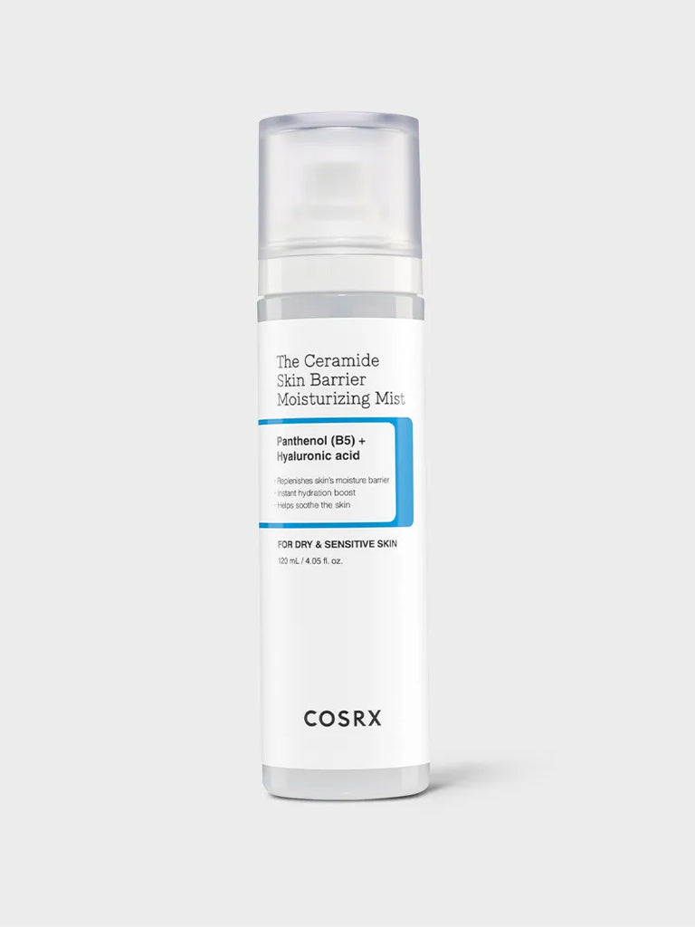 Image 1 COSRX The Ceramide Skin Barrier Moisturizing Mist bottle front view highlighting ceramides, panthenol (B5) and hyaluronic acid