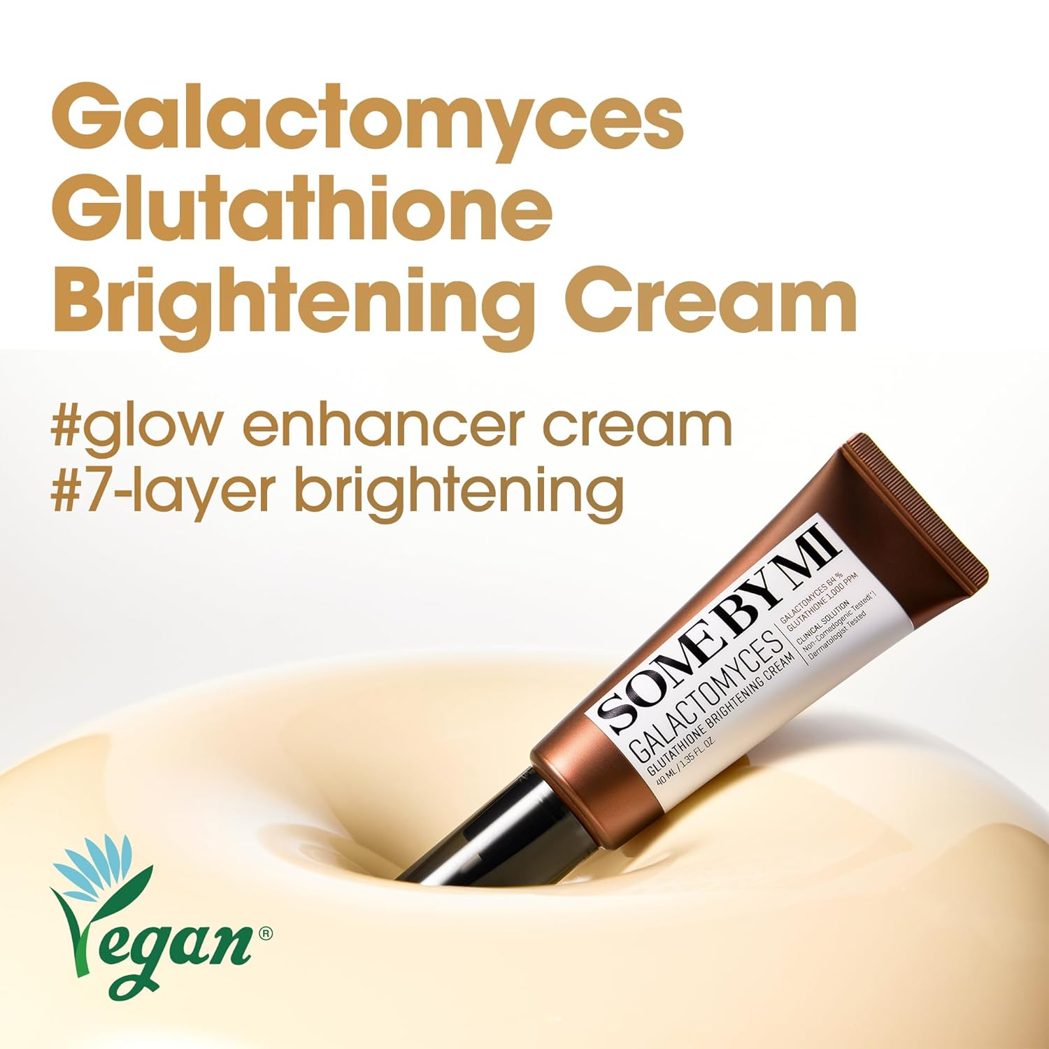 Texture shot showing the smooth creamy consistency of the brightening cream