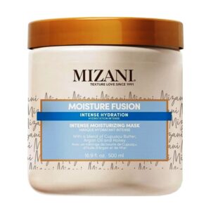 Mizani Moisture Fusion Intense Moisturizing Mask 500ml jar with Cupuaçu Butter Argan Oil and Honey deep conditioning treatment for all texture types available at Dreamskinhaven Kenya
