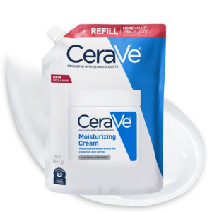 CeraVe Moisturizing Cream Refill Pouch 16oz standing upright on white background